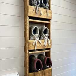 1M Vertical Shoe Organiser - Space Saving Dark Oak - Out Of Stock - thumbnail 2