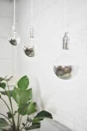 Half Led Mirror Bare Bulb White Silver Chrome Hanging Lamp Dipped Bulb Minimal Lighting - thumbnail 1