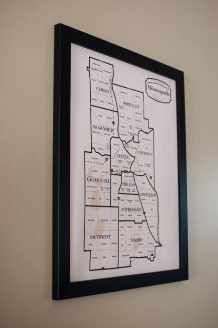 Minneapolis Neighborhood Map Wall Art Home Decor Poster - image 1