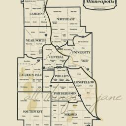 Minneapolis Neighborhood Map Wall Art Home Decor Poster - thumbnail 3