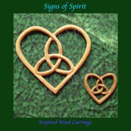 Trinity Heart Shaped Celtic Wood Carving Hearts Belief Home Decor Irish Holy Cedar Wall Hanging - thumbnail 1