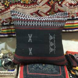 Vintage Handmade Tribal Kotu Hand Woven With Beads Pillow Cover in The Center Of Vietnam - thumbnail 1