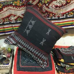 Vintage Handmade Tribal Kotu Hand Woven With Beads Pillow Cover in The Center Of Vietnam - thumbnail 2