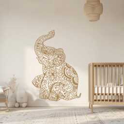 Elephant Nursery Wall Decal, Large Mandala Animal Sticker, Boho Baby Room Decor - thumbnail 4