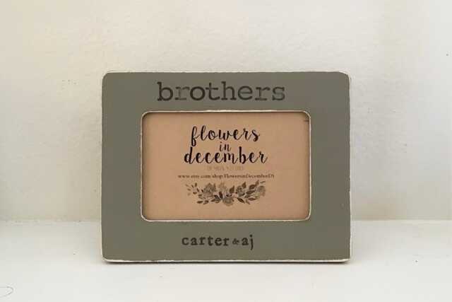 Personalized Brothers Picture Frame Hand Stamped, Distressed Wood, 4x6 Photo - image 1