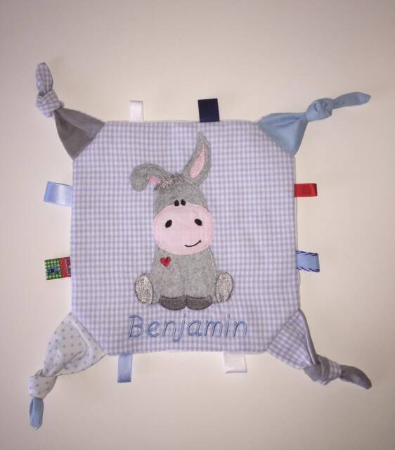 Personalized Cuddly Blanket Donkey Gift For Birth Baby Desired Name - image 1