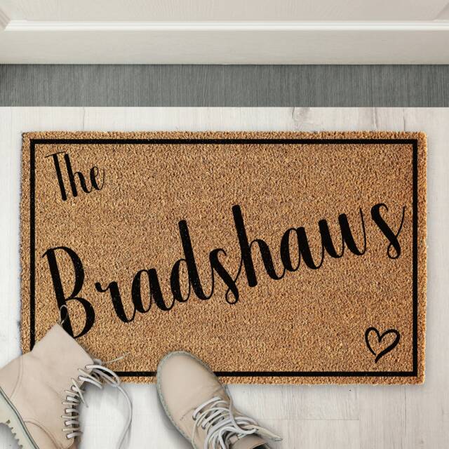 Personalized Family Name Coir Doormat - Welcome Mat With Heart - image 1