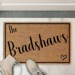 Personalized Family Name Coir Doormat - Welcome Mat With Heart - thumbnail 1