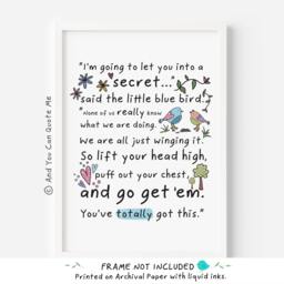 Encouragement Quote, Motivational Print, Girl Boss Self Confidence Gift, New Adventure Job Life Quotes Unframed - thumbnail 1