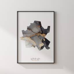 Wolverhampton Map Black & Gold Wall Art Print - West Midlands England United Kingdom Great Britain - thumbnail 3