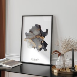 Wolverhampton Map Black & Gold Wall Art Print - West Midlands England United Kingdom Great Britain - thumbnail 1