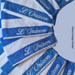 Personalised Embroidered Beach Towel, Swimming Green, Blue, Red, Orange & Grey. Add Initials Or Name. Customised - thumbnail 3