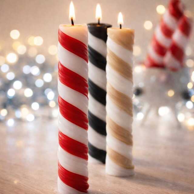 Two Colour Twisted Taper Candles - Spiral Dinner Candles, Unscented - image 1