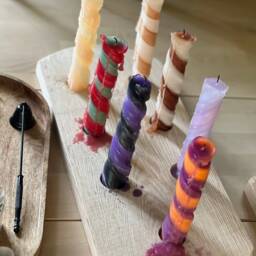 Two Colour Twisted Taper Candles - Spiral Dinner Candles, Unscented - thumbnail 4