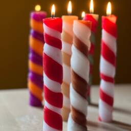 Two Colour Twisted Taper Candles - Spiral Dinner Candles, Unscented - thumbnail 2