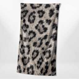 Snow Leopard Print Towel Holiday Poolside Accessory Faux Fur Effect Animal Pattern Aesthetic Travel Bath Essential Statement Wildlife Design - thumbnail 4