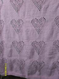 Knitted Pink Hearts Baby Girl Blanket - thumbnail 1
