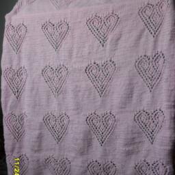 Knitted Pink Hearts Baby Girl Blanket - thumbnail 2