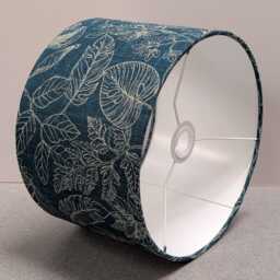 Salvador Leaf Fern Botanical Lampshade, Teal/Red Floral Drum Shade, Table Lamp Ceiling Light - thumbnail 4
