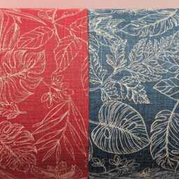 Salvador Leaf Fern Botanical Lampshade, Teal/Red Floral Drum Shade, Table Lamp Ceiling Light - thumbnail 2