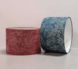 Salvador Leaf Fern Botanical Lampshade, Teal/Red Floral Drum Shade, Table Lamp Ceiling Light - thumbnail 1