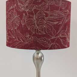 Salvador Leaf Fern Botanical Lampshade, Teal/Red Floral Drum Shade, Table Lamp Ceiling Light - thumbnail 3