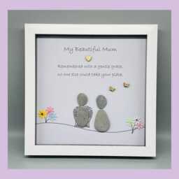 Personalised Mum Memorial Keepsake Pebble Art Gift Frame, Sympathy For Friend Or Family - thumbnail 1