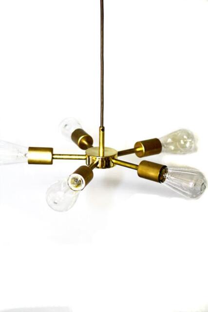 5 Arm Simply Modern & Vintage All Brass Sun Burst Chandelier - image 1