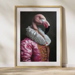 Rococo Flamingo Portrait Print Victorian Animal Wall Art - thumbnail 2