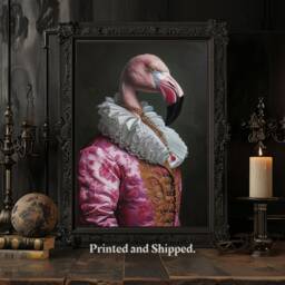 Rococo Flamingo Portrait Print Victorian Animal Wall Art - thumbnail 3