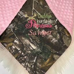 Baby Blanket Personalized Camo Girl, Daddy's Girl Princess - thumbnail 2