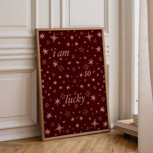 I Am So Lucky Star Art Print - Lucky Girl Home Decor - image 1