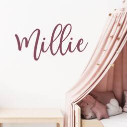 Personalized Wall Sticker, Girls Room Decor, Above Crib Name Sign, Vinyl Decal, Nursery Custom Sticker Monogram - thumbnail 1