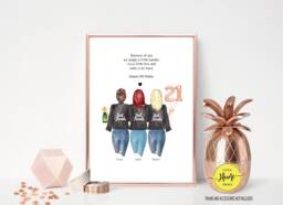 21st Birthday Friendship Print Personalised Portrait Gift - thumbnail 1