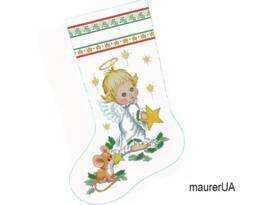 Personalized Christmas Stocking With Embroidered Angel Cross Stitch Xmas Stockings Handmade Cross-Stitched New Year's Dekor Made To Order