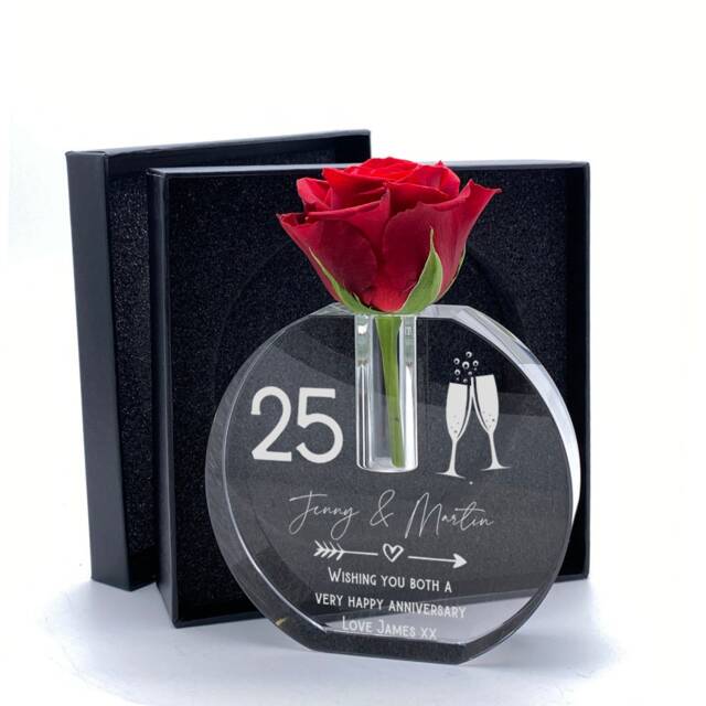 Personalised Anniversary Gift Crystal Glass Flower Vase With Engraving - image 1
