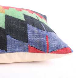Handwoven Turkish Kilim Pillow Bohemian Lumbar Throw Pillow - 16x24 Inch - thumbnail 4