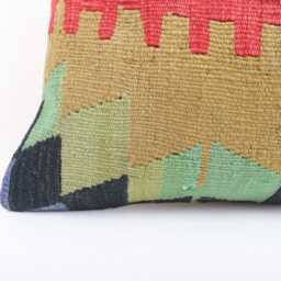 Handwoven Turkish Kilim Pillow Bohemian Lumbar Throw Pillow - 16x24 Inch - thumbnail 2