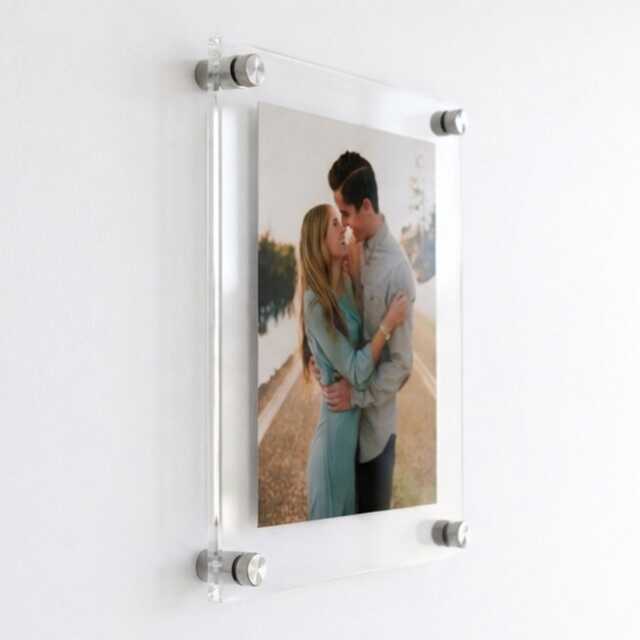 Personalised Acrylic Floating Picture Frame Wall Mount, Clear Photo With Steel Standoffs, Family Gallery Decor Gift For Couples - image 1