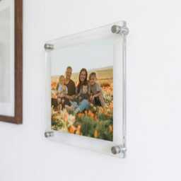 Personalised Acrylic Floating Picture Frame Wall Mount, Clear Photo With Steel Standoffs, Family Gallery Decor Gift For Couples - thumbnail 4