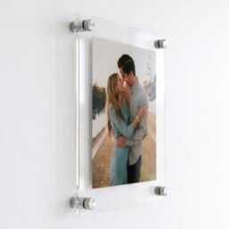Personalised Acrylic Floating Picture Frame Wall Mount, Clear Photo With Steel Standoffs, Family Gallery Decor Gift For Couples - thumbnail 1