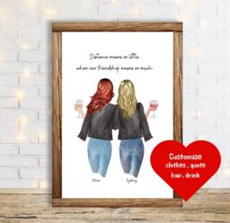 Long Distance Friendship Gift , Moving Away , Personalised Print - thumbnail 1