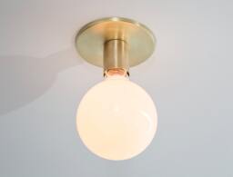 Brass Globe Flush Mount Light Mid Century Modern Ceiling Or Wall Sconce - thumbnail 1
