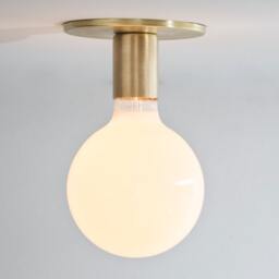 Brass Globe Flush Mount Light Mid Century Modern Ceiling Or Wall Sconce - thumbnail 2