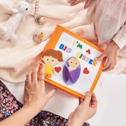 Personalized Big Sister Quiet Book - New Sibling Gift For Toddler Promoted To Baby Toy Custom Fabric - thumbnail 1