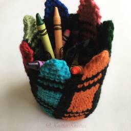 Colorful Crayon Holder Pattern - Crochet Organizer Storage Back To School Pencil Desktop - thumbnail 2