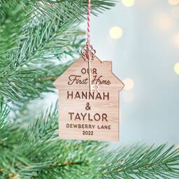 Personalised First Home Wooden Key Christmas Decoration