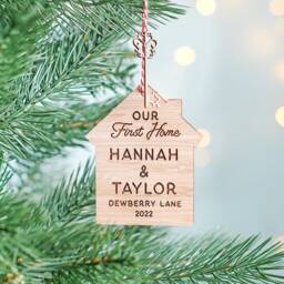 Personalised First Home Wooden Key Christmas Decoration - thumbnail 2