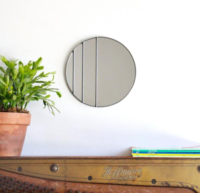 Circle Mirror Handmade Leaded Wall Round Oval Ombre Small - image 1