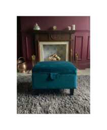 Plush Velvet Ottoman Storage Blanket Toy Box With Black Wooden Legs - thumbnail 1